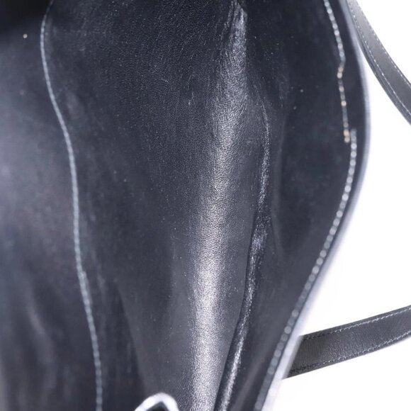 GUCCI Interlocking Shoulder Bag Leather Black Gold Auth fm4898 - Picture 11 of 16